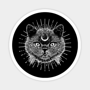 Black Moon Cat Head Gothic  Goth Fashion   Witchcraft Magnet